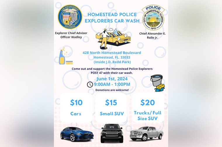 Homestead Police Explorers Host Car Wash Fundraiser Saturday at J.D. Redd Park
