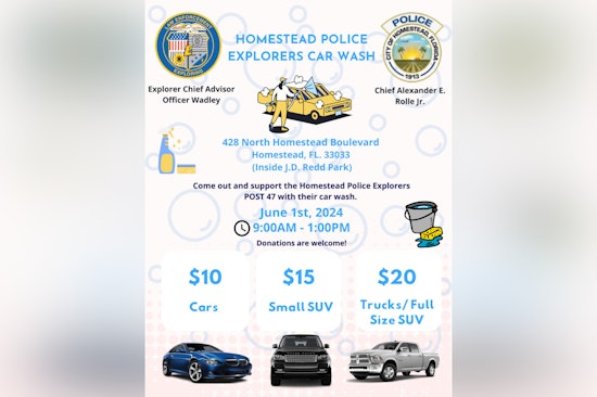 Homestead Police Explorers Host Car Wash Fundraiser Saturday at J.D. Redd Park