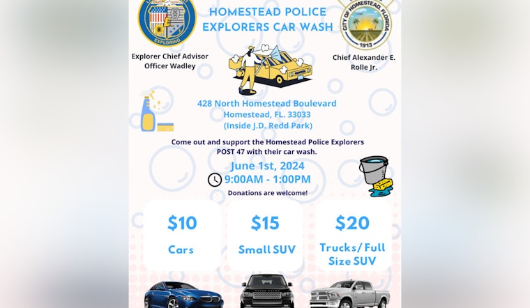 Homestead Police Explorers Host Car Wash Fundraiser Saturday at J.D. Redd Park