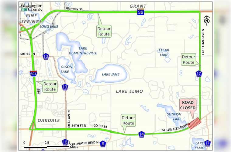 Lake Elmo Alerts County Highway 14 to Close for Two Weeks Starting June 12
