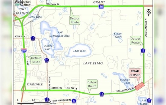 Lake Elmo Alerts County Highway 14 to Close for Two Weeks Starting June 12