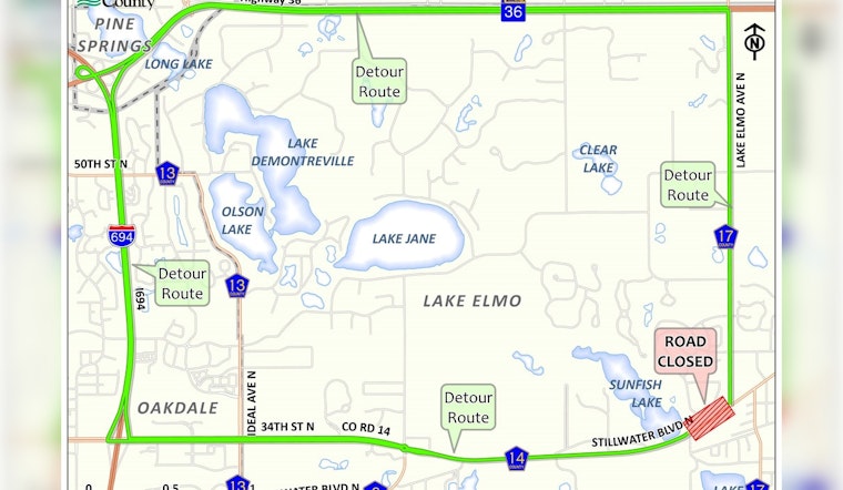 Lake Elmo Alerts County Highway 14 to Close for Two Weeks Starting June 12