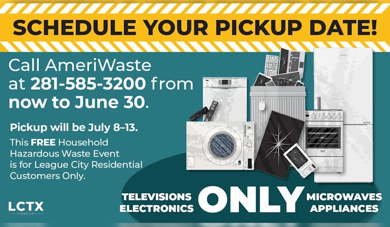 League City Opens Registration for AmeriWaste Curbside Pickup of Electronics and Appliances