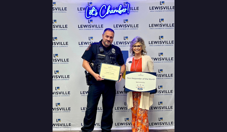 Lewisville Officer Recognized by Local Chamber of Commerce as First Responder of the Month