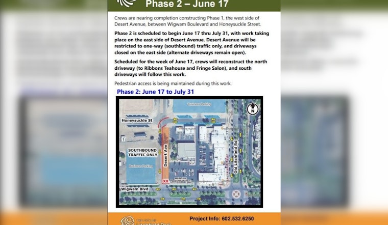 Litchfield Park's Downtown Revitalization Advances as Phase 2 Construction Begins on Desert Avenue