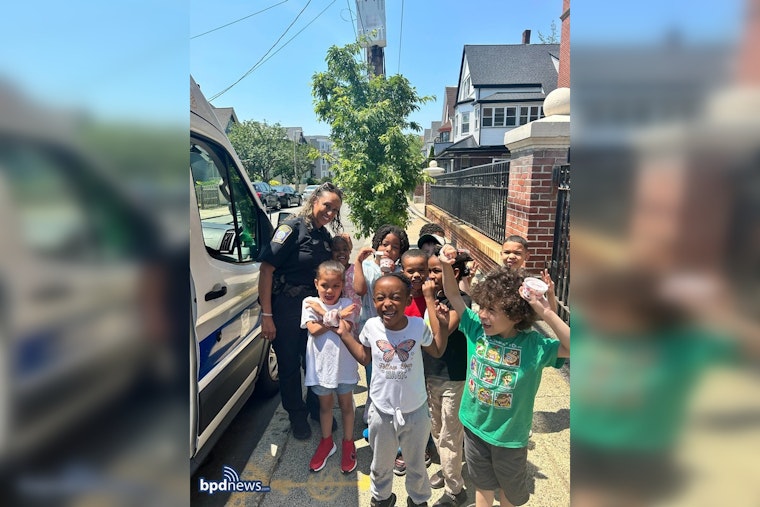 Local Police Sweeten the Day at Roger Clap Elementary School in South Boston with End-of-Year Ice Cream Treat