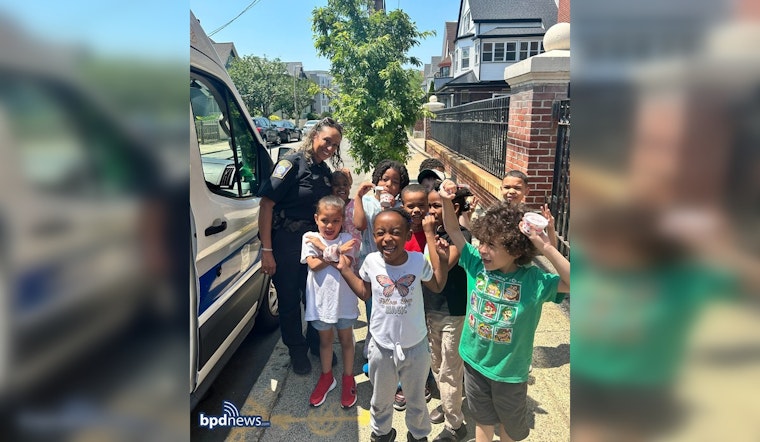 Local Police Sweeten the Day at Roger Clap Elementary School in South Boston with End-of-Year Ice Cream Treat