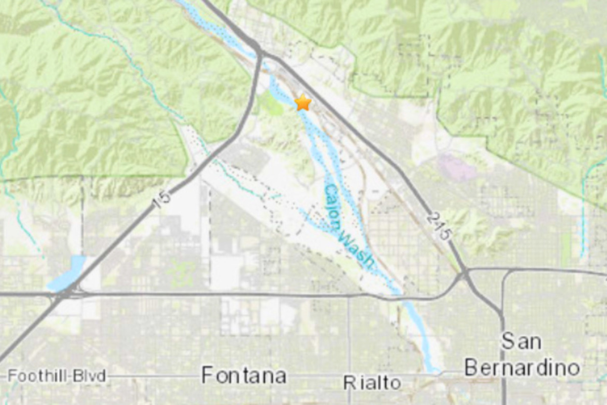 Inland empire earthquake today map