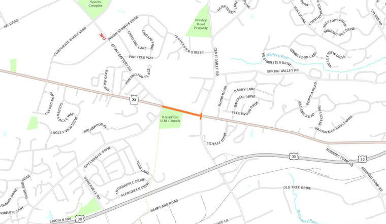 Nighttime Lane Restrictions on Marietta Avenue for Centerville Road Interchange Project in East Hempfield Twp, Lancaster County