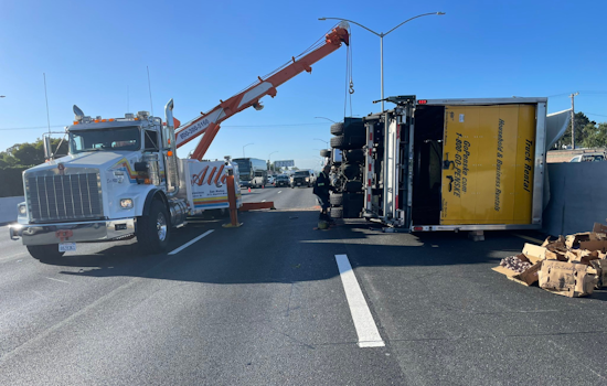 Overturned Avocado Truck on US 101 Leads to Traffic Delays in San Mateo