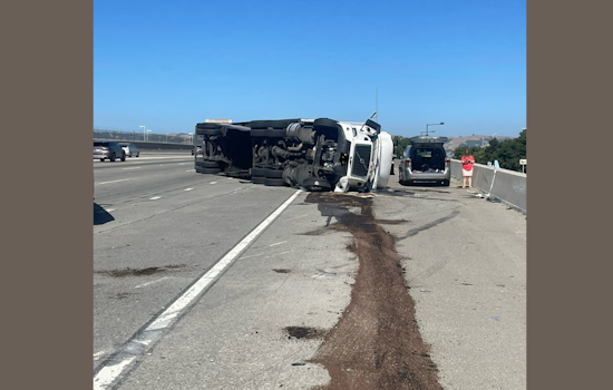 Overturned Tractor-Trailer Causes Severe Delays on I-580 in Pleasanton, CHP Warns of Traffic Snarls