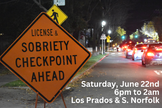 San Mateo Police Announce DUI Checkpoint to Deter Impaired Driving on Saturday