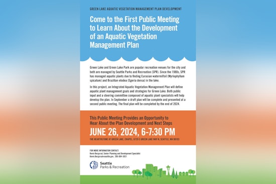 Seattle Parks and Recreation Invites Public to Open Meeting on Green Lake's Aquatic Vegetation Management