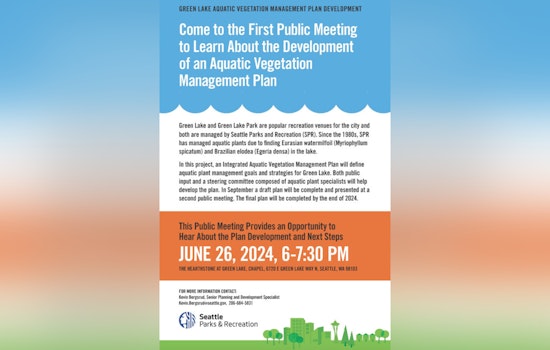 Seattle Parks and Recreation Invites Public to Open Meeting on Green Lake's Aquatic Vegetation Management