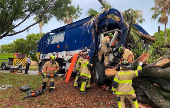 Two Hospitalized After Medical Emergency Leads to Garbage Truck Crashing into Tree in SW Miami-Dade