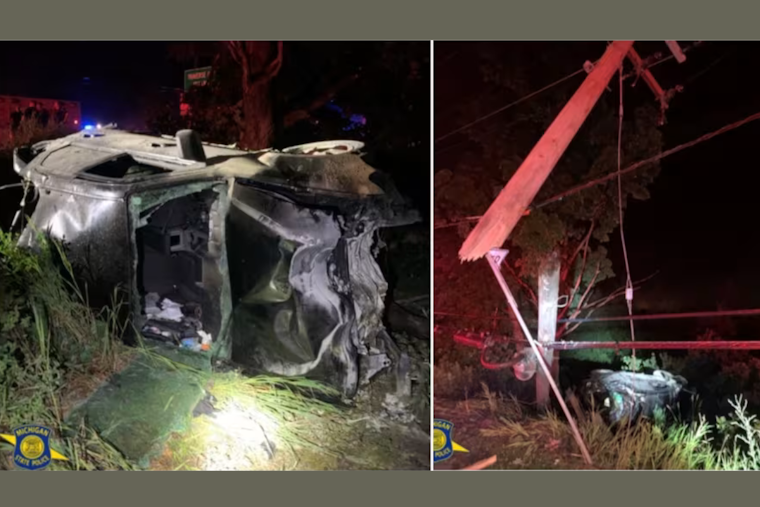 Two Injured in Garfield Township Crash, Alcohol Suspected as Factor in Accident Involving Electrical Pole Fire
