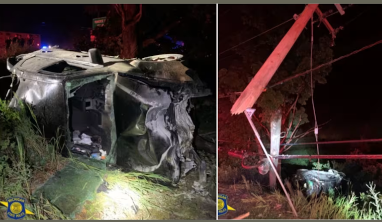 Two Injured in Garfield Township Crash, Alcohol Suspected as Factor in Accident Involving Electrical Pole Fire