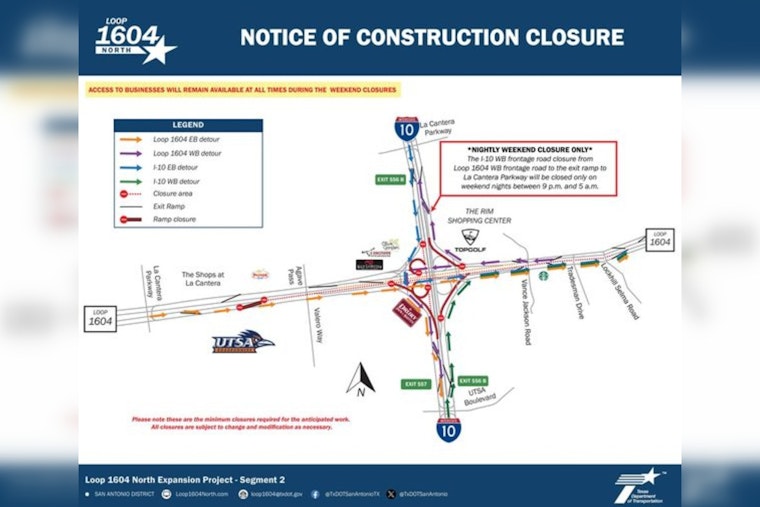 Weekend Roadwork on San Antonio’s Northwest Side to Cause Driving Delays