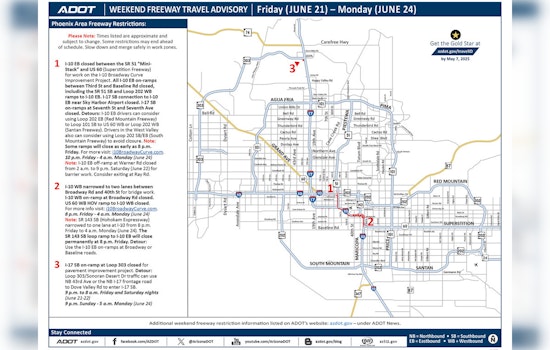 Weekend Travel Alert: I-10 Eastbound Closure Near Phoenix Sky Harbor Airport Due to Roadwork
