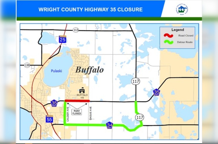 Wright County's County Highway 35 Shut Down Due to Rainfall Damage, Detours in Place