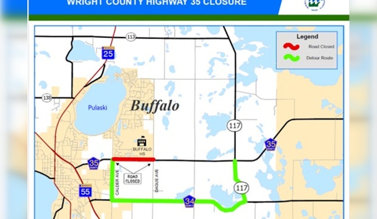 Wright County's County Highway 35 Shut Down Due to Rainfall Damage, Detours in Place