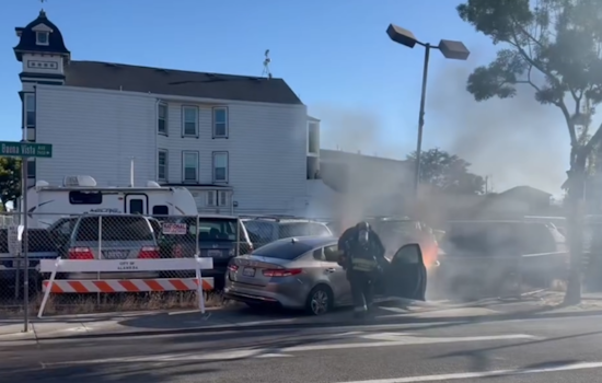 VIDEO: Alameda Firefighters Douse Flames After Collision on Park St and Buena Vista, Avert Greater Danger