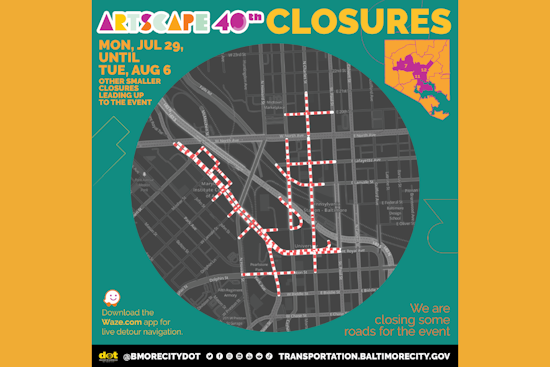 Baltimore's Artscape Festival 2024 Prompts Citywide Traffic Alerts and Road Closures