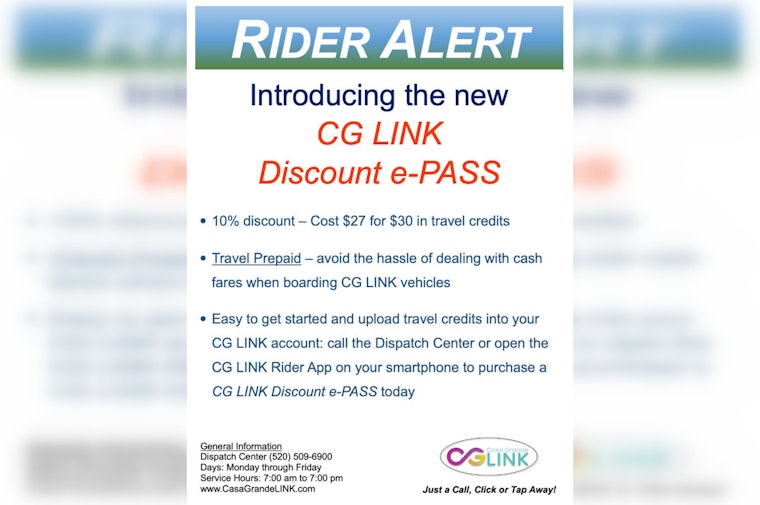 Casa Grande's CG LINK Unveils Discount e-Pass, Offering 10% Savings on Travel Credits to Ease Commutes