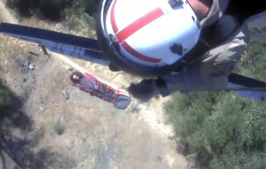 CHP Helicopter Conducts Precision Rescue of Injured Mountain Biker Near American River