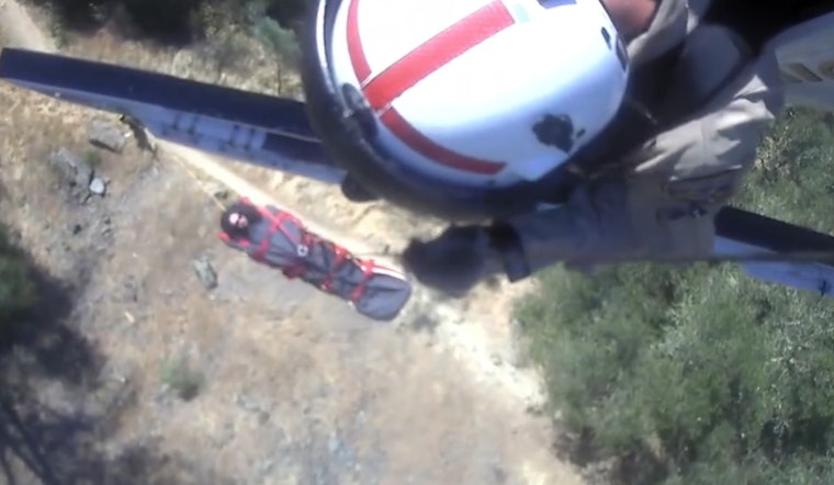 CHP Helicopter Conducts Precision Rescue of Injured Mountain Biker Near American River