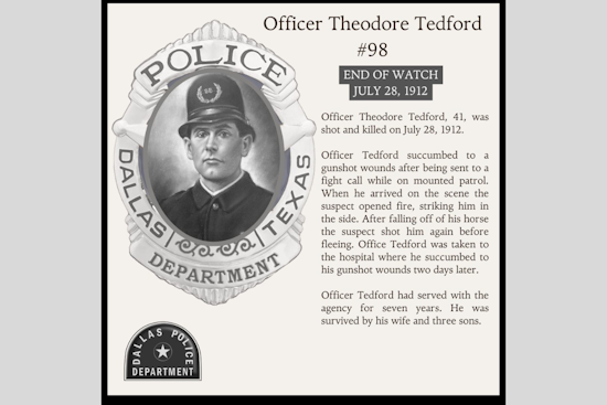 Dallas Police Department Honors Fallen Officer Theodore "Ted" Tedford on Social Media