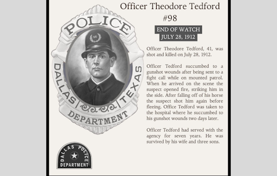 Dallas Police Department Honors Fallen Officer Theodore "Ted" Tedford on Social Media