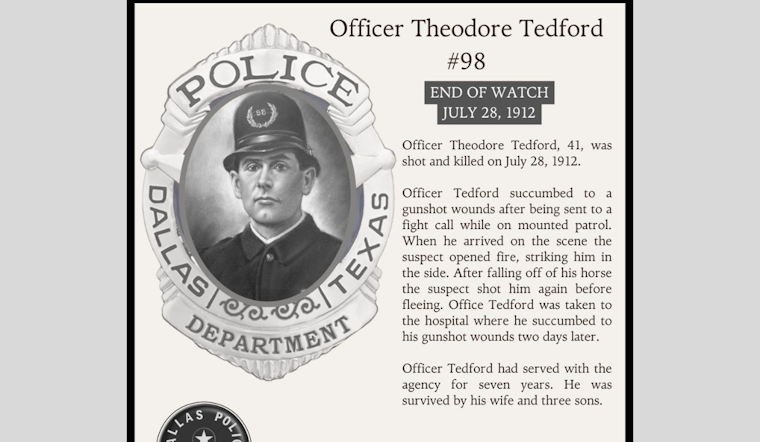 Dallas Police Department Honors Fallen Officer Theodore "Ted" Tedford on Social Media