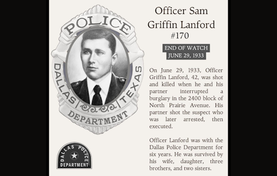 Dallas Police Department Honors Legacy of Officer Sam Griffin Lanford with Touching Social Media Tribute