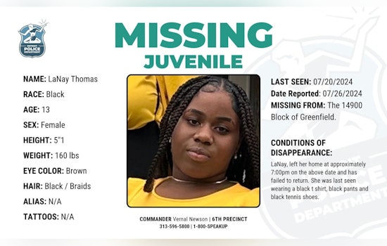 Detroit Community and Police Unite in Search for Missing 13-Year-Old LaNay Thomas