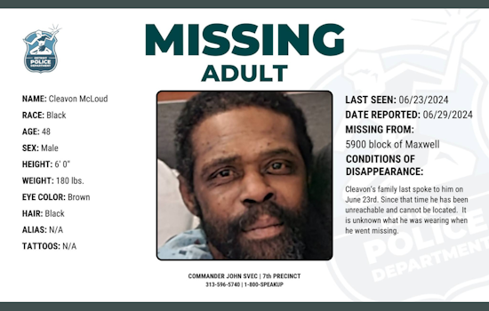 Detroit Police and Community Seek Public's Aid to Find Missing Man Cleavon McLoud