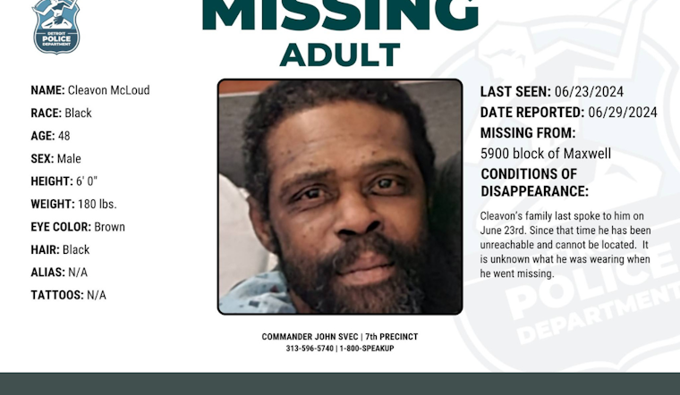 Detroit Police and Community Seek Public's Aid to Find Missing Man Cleavon McLoud