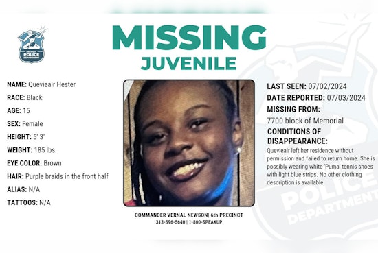 Detroit Police Appeal for Public's Help to Locate Missing 15-Year-Old Quevieair Hester