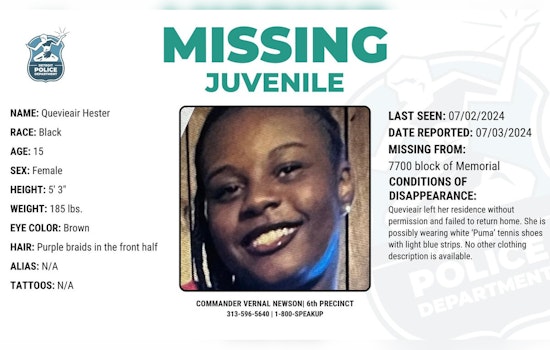Detroit Police Appeal for Public's Help to Locate Missing 15-Year-Old Quevieair Hester