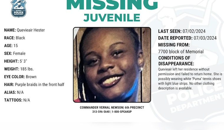 Detroit Police Appeal for Public's Help to Locate Missing 15-Year-Old Quevieair Hester