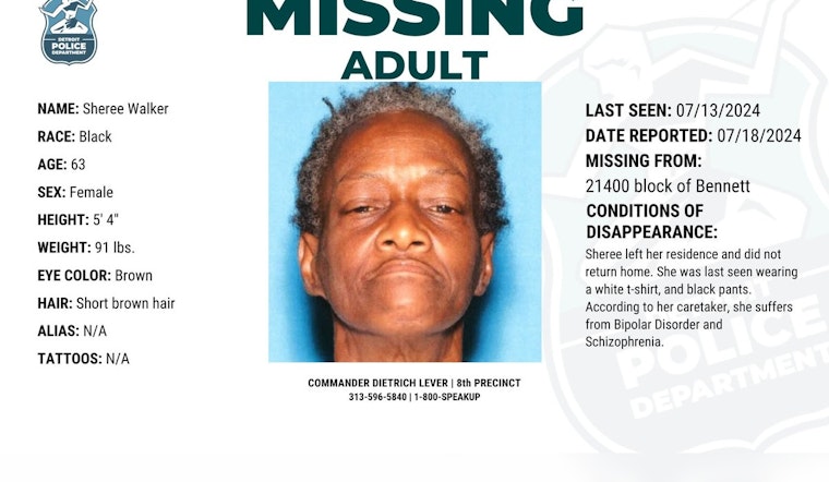 Detroit Police Seek Assistance in Search for Missing 63-Year-Old Woman with Mental Health Challenges
