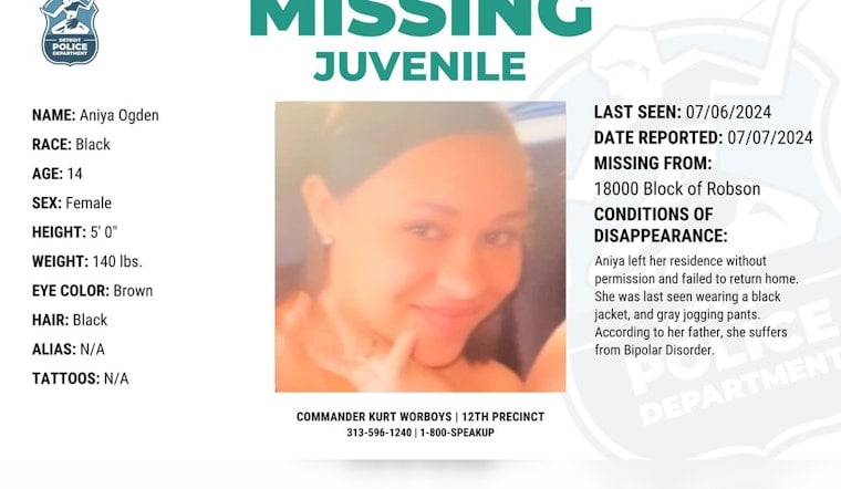 Detroit Police Seek Help to Find Missing 14-Year-Old Aniya Ogden, Community Rallies to Intensify Search