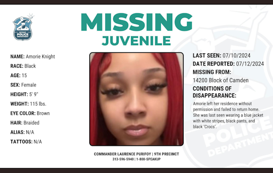 Detroit Police Seek Help to Find Missing 15-Year-Old Amorie Knight Last Seen on City's East Side