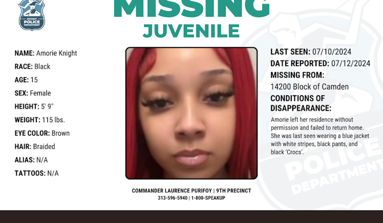 Detroit Police Seek Help to Find Missing 15-Year-Old Amorie Knight Last Seen on City's East Side