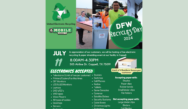 DFW Residents Invited to Free E-Waste Recycling and Paper Shredding Event in Coppell