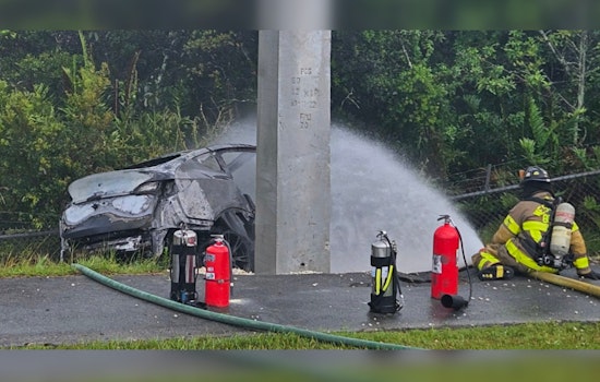 Driver and Toddler Hospitalized Following Tesla Crash and Fire on Northlake Boulevard in West Palm Beach