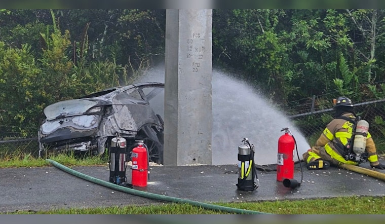 Driver and Toddler Hospitalized Following Tesla Crash and Fire on Northlake Boulevard in West Palm Beach