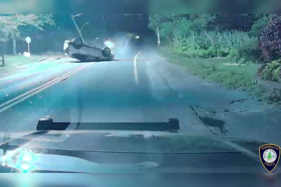 Driver Charged with OUI After Vehicle Flips on Route 28 in Yarmouth, Prompting Road Closure and Power Outage