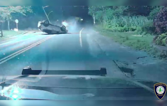 Driver Charged with OUI After Vehicle Flips on Route 28 in Yarmouth, Prompting Road Closure and Power Outage