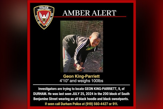 Durham Police Issue Amber Alert for Endangered 9-Year-Old Geon King-Parriett